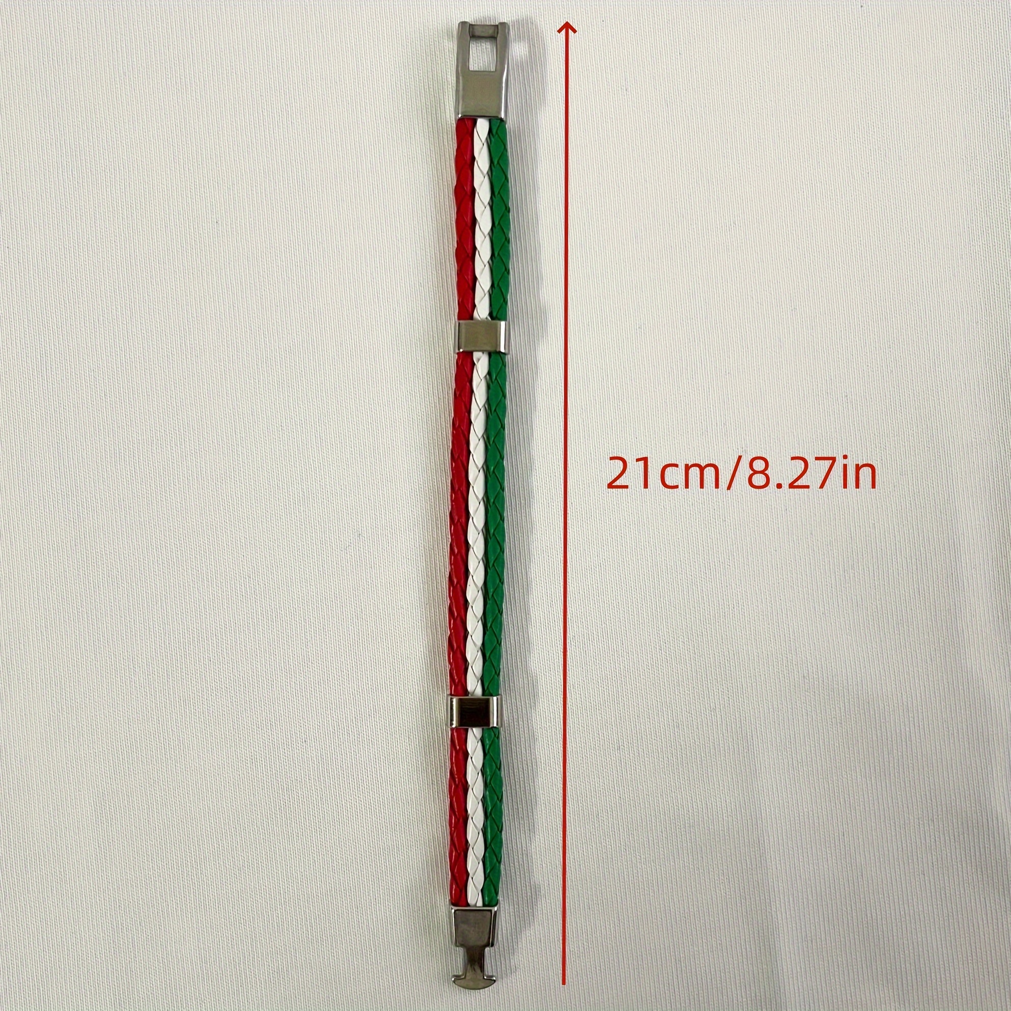 Red/Green Braided Flag Bracelet with Buckle